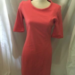 Worth Wear Coral Pink sleeve to elbow, size 6, no pockets, crew neck